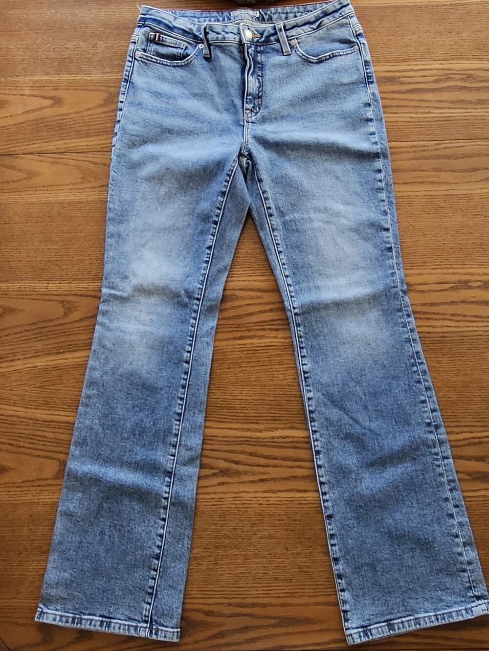 Tommy Hilfiger Flare Bootcut Jeans 29 Size 8 Medium Blue Acid Wash Y2K Style